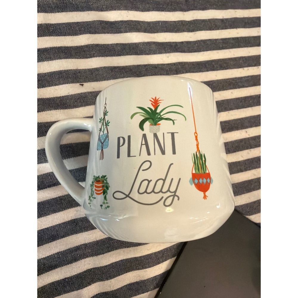 1616 Holdings Plant Lady Ceramic Coffee Mug White with Green Interior Botanical